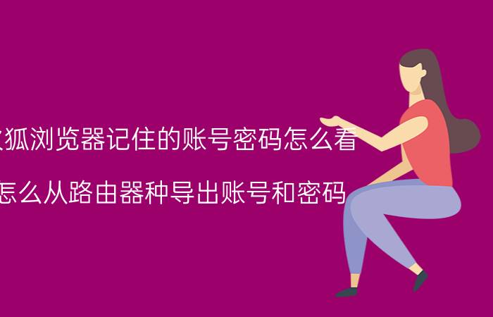 火狐浏览器记住的账号密码怎么看 怎么从路由器种导出账号和密码？